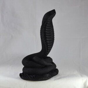 Black Cobra Snake Sculpture 10 in. Greek Animal Marble Creation Art Greece